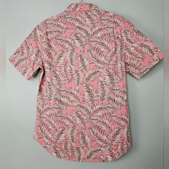 JACHS New York Men's Pink Red Tropical Hawaiian Short Sleeve Button-Up Shirt, S - Picture 4 of 9